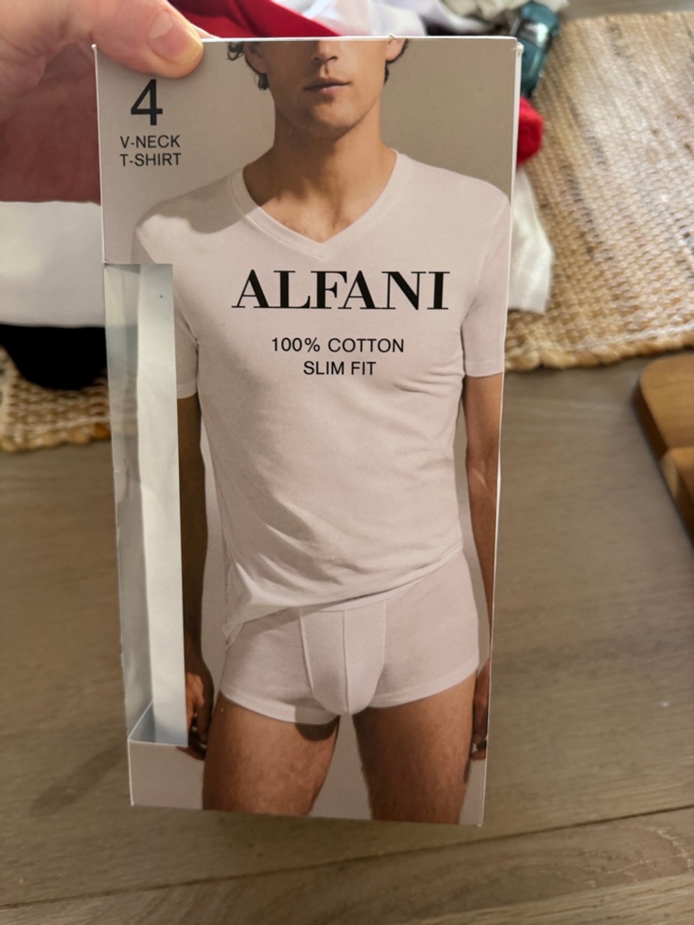 Alfani Slim Fit V-Neck T-Shirt in Pale Pink